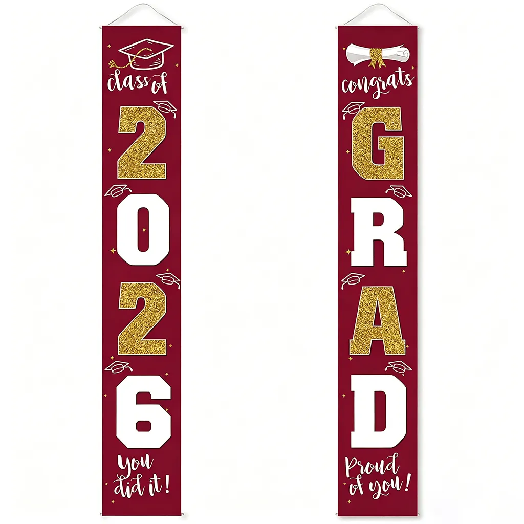 🔥2026 LAST DAY 49% OFF - 🎓Class of 2026 Graduation Banner | Congrats Grad Front Door Porch Decor for Graduation Party (✨Set of 2)