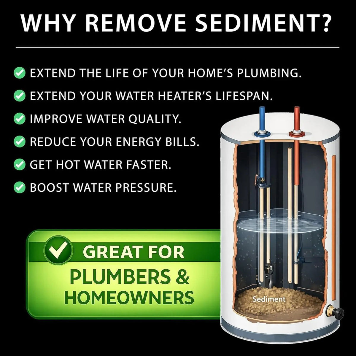 🎉Sediment Gone Water Heater Cleaning Tool – Removes Sediment Buildup & Improves Performance