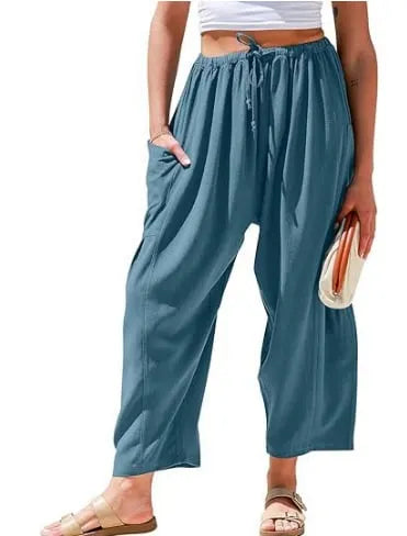 Casual Loose Drawstring Harem Pants with Pockets