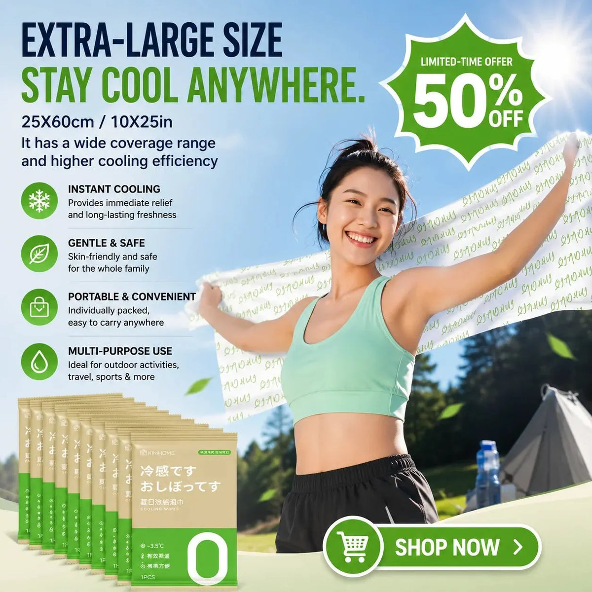 🔥 HOT SALE 🔥10-Pack Instant Cooling Towels – Individually Wrapped