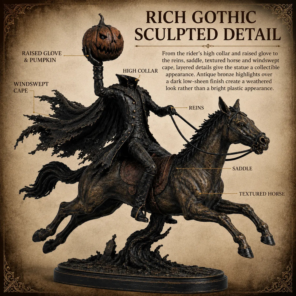 Lighted Headless Horseman Statue