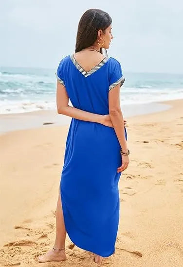 💃Women's V Neck Split Loose Long Dress (Buy 2 Free Shipping)