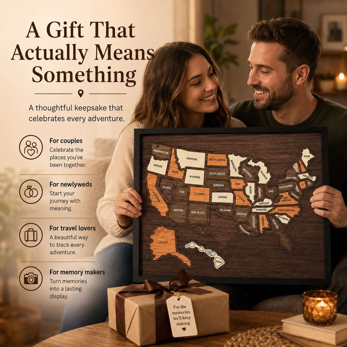 🔥LAST DAY 50% OFF - 🇺🇸 Wooden USA Travel Map Puzzle🧩A Stylish Way to Track Your Journey & Memories