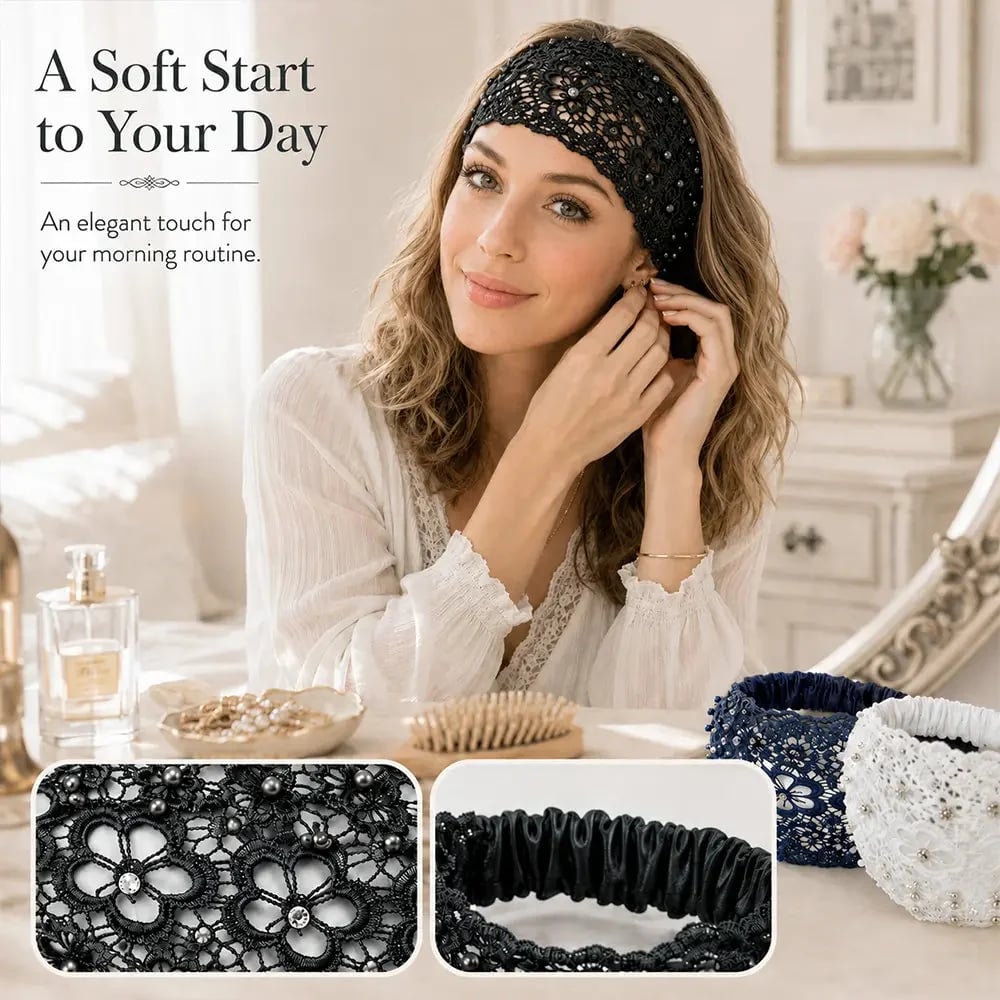 🔥 HOT SALE 🔥✨Plum Blossom Hollow Beaded Wide Headband