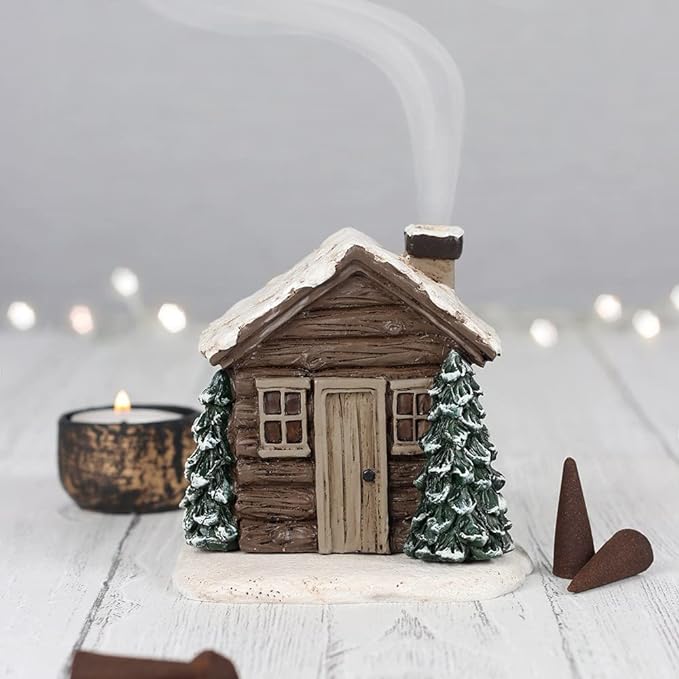 🎉🏠Log Cabin Incense Burner with Smoking Chimney🎄Perfect Christmas Gift