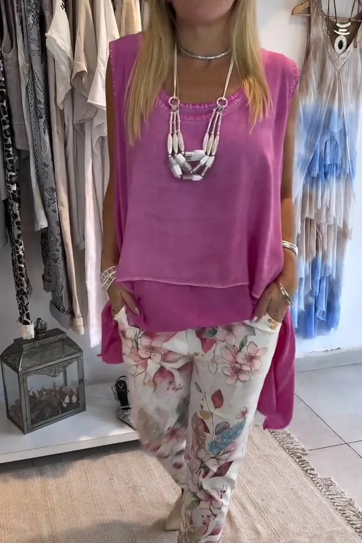 Women's Casual Crewneck Sleeveless Irregular Double Hem Top (Buy 2 Free Shipping)
