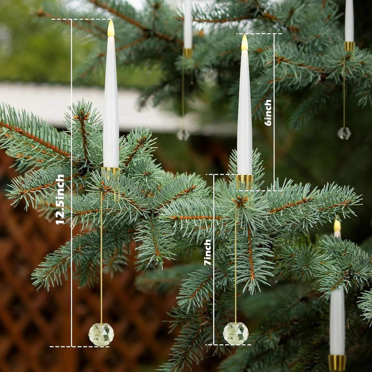 🎉🎄Christmas Tree Led Candles with Clear Crystal Ball Hook