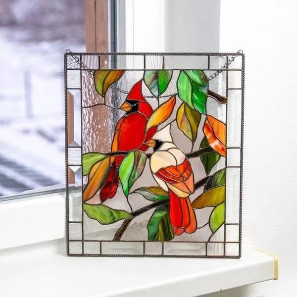 ⏰New Years Sale - 49% Off 🎉Cardinal Stained Glass Window Panel🦜🦜