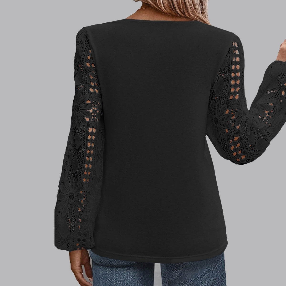 Lace Sleeve Patchwork Top (Buy 2 Free Shipping)
