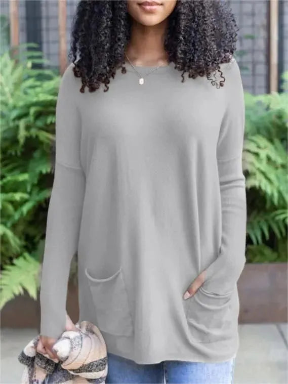 Long Sleeve Thumbhole Sweater Pocket Tunic (Buy 2 Free Shipping)