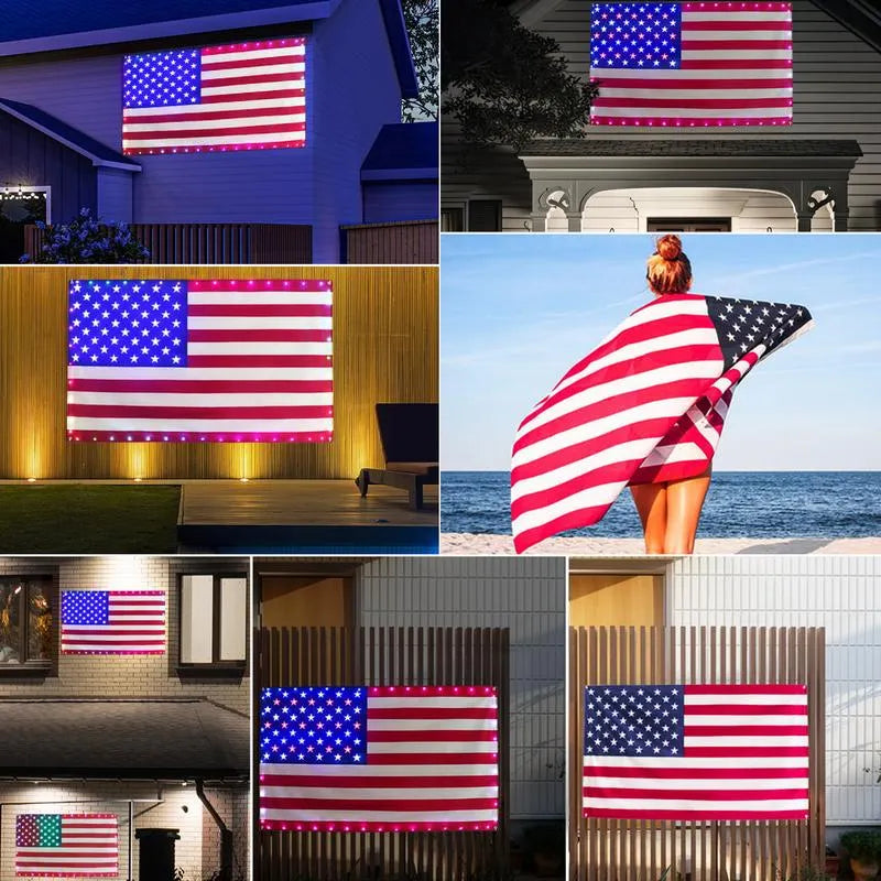 3x5 FT American Flag Lights with App & Remote Control