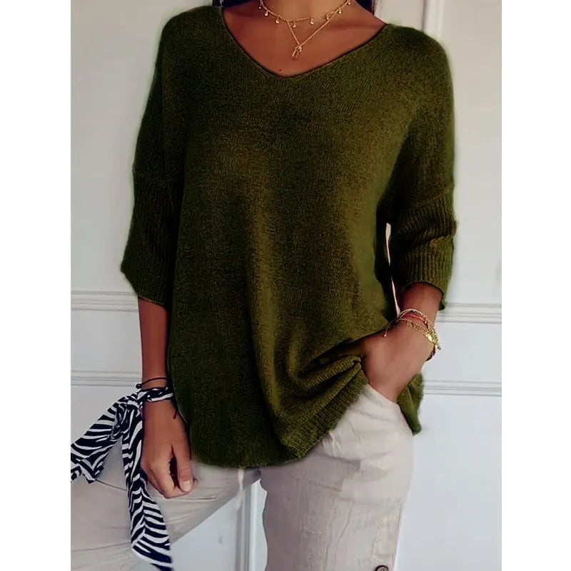 🔥Spring Sale 49% OFF - Solid Color Knitted V-neck Top