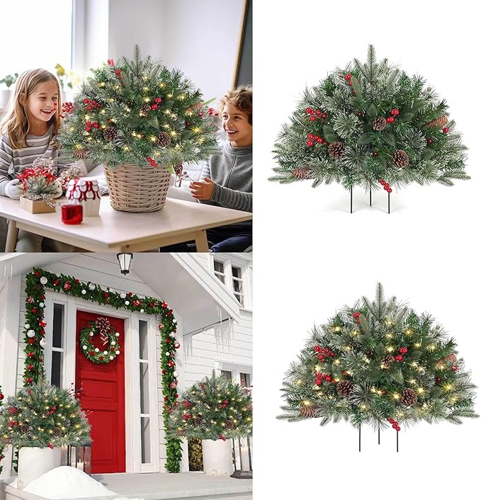 🔥Pre-lit Artificial Christmas Tree Urn Filler