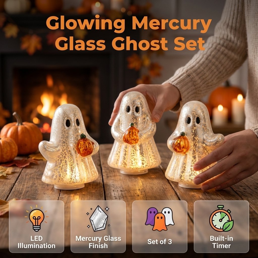 🔥HOT SALE🔥⚡Light-Up Mercury Glass Ghost Figurines