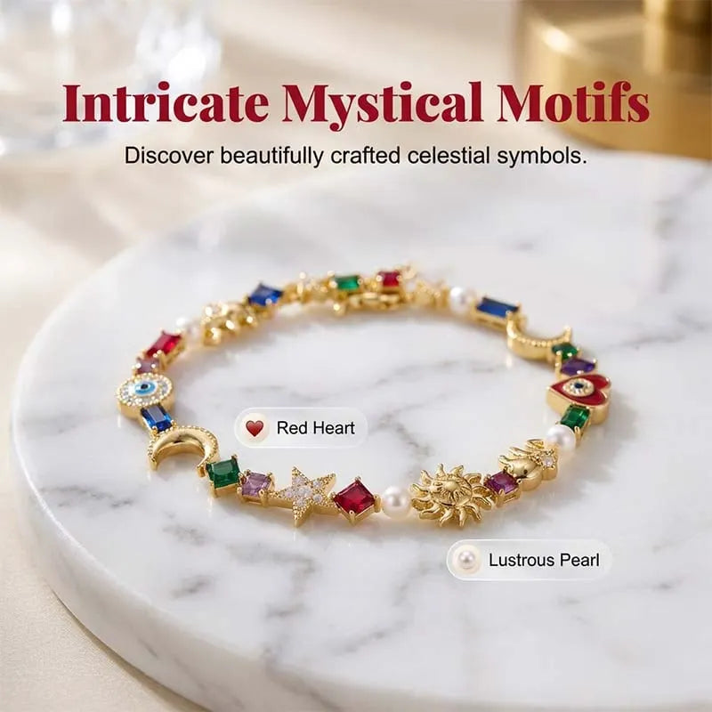 🔥Last Day 49% OFF - 💫🔮 Celestial Charm Bracelet – ✨Sun, Moon, Stars, Multi-Color Crystals