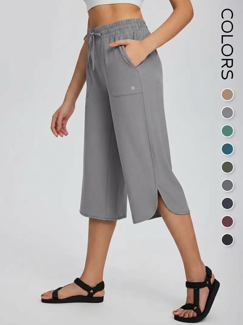 👖2026 Women's Wide Leg Yoga Capris – High Waisted with Pockets, Quick Dry, Lightweight, UPF 50+ Sun Protection – Loose Comfy for Hiking, Gym, Travel & Outdoor Workout ☀️