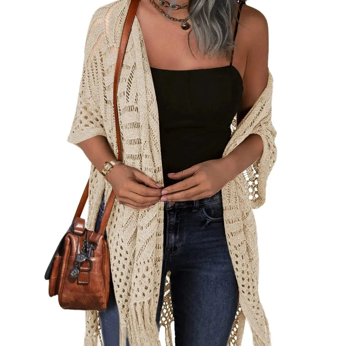 🎉✨ Lightweight Crochet Boho Kimono