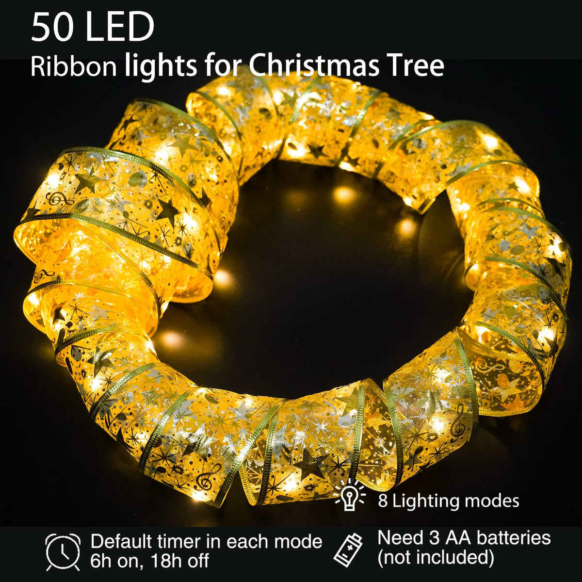 🖤Black Friday Deal 49% OFF🎊 - Christmas Double Sided Hot Stamping Glowing Ribbon Lights