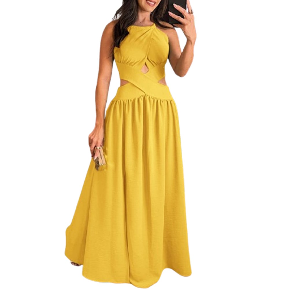 Chic Halter Criss-Cross Flared Dress for a Glamorous Night ✨