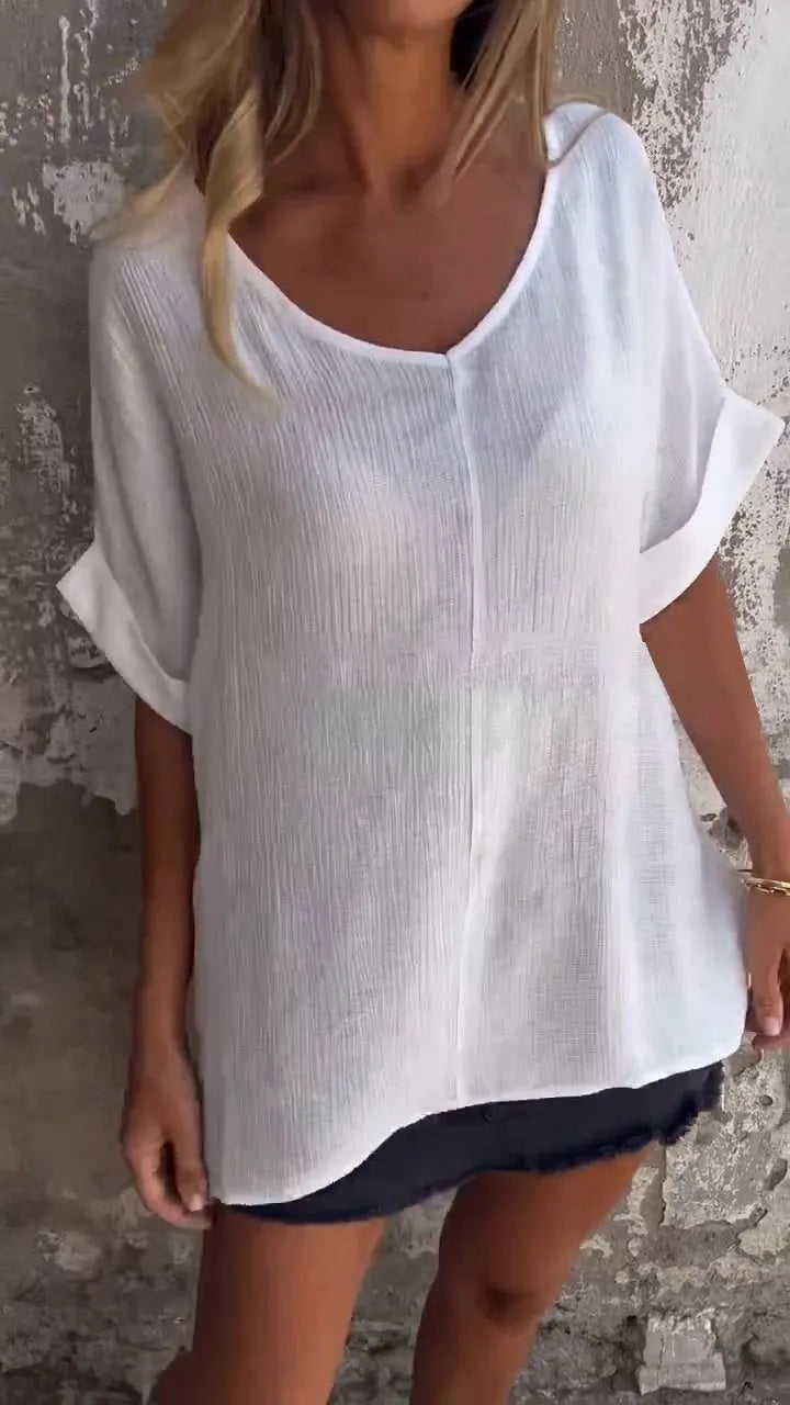 V-neck Mid-sleeve Casual Top (Buy 2 Free Shipping)