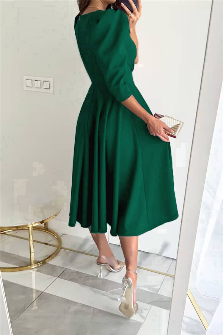 🌸Spring Specials💐 Women's V-Neck Pleated Waist-slimming Midi Dress