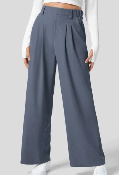 High Waisted Plicated Side Pocket Wide Leg Pants (Buy 2 Free Shipping)
