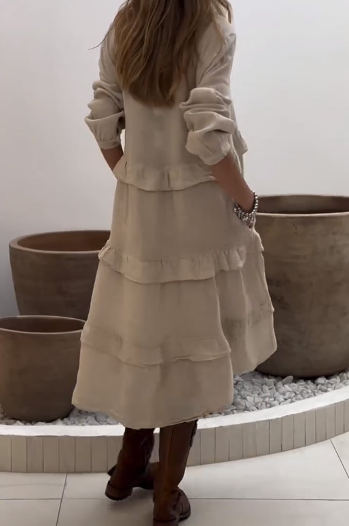 Crew Neck Ruffle Hem Dress
