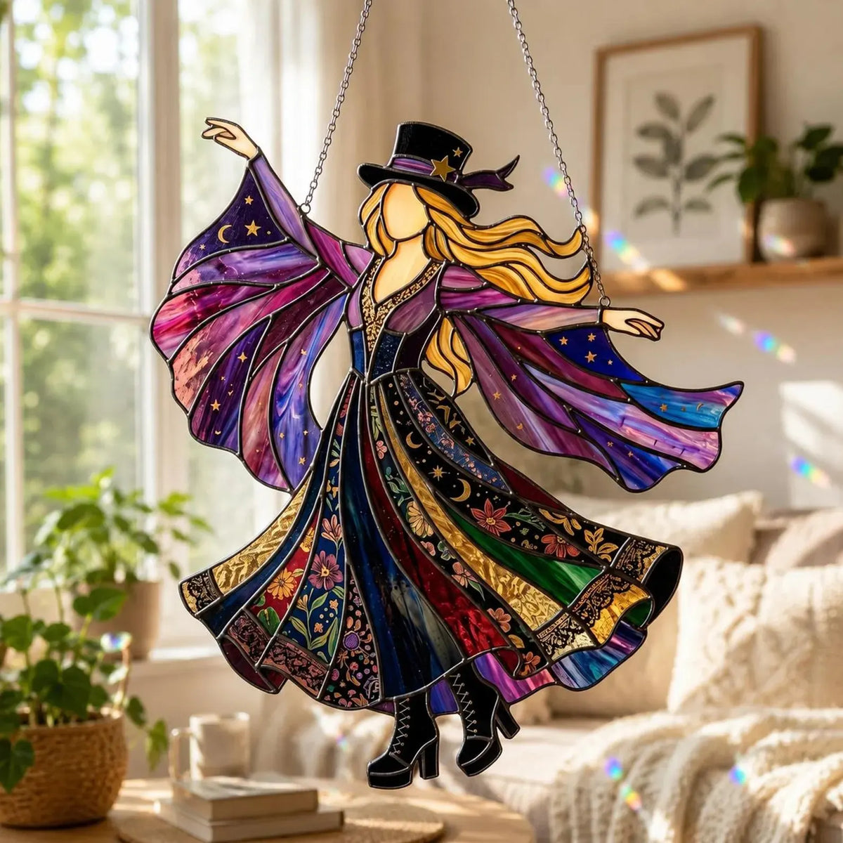 🔥LAST DAY 59% OFF -💃Stevie Nicks🤘 Handmade Stained Glass Spinner
