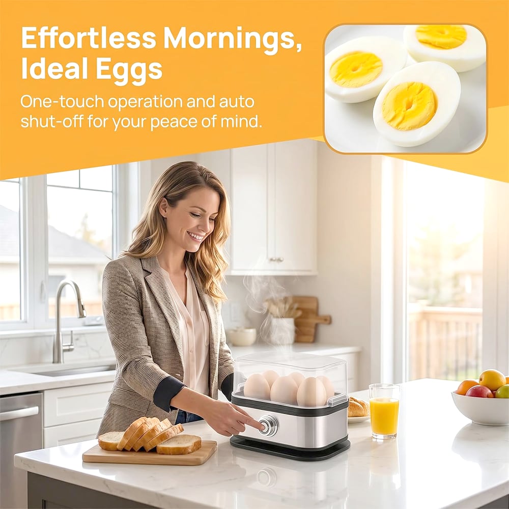 🔥HOT SALE🔥🥚🥚 Fast 6-Egg Cooker – Quick Breakfast Egg Boiler & Steamer