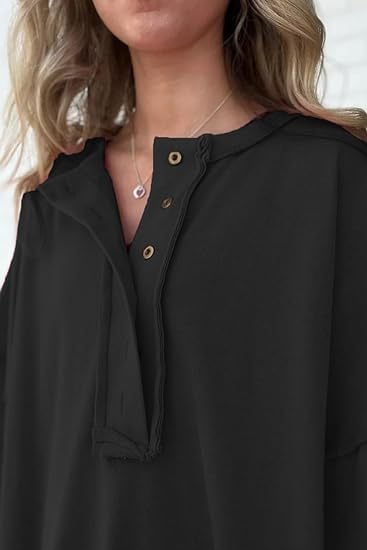 Oversized Casual Henley Summer Tops Tees (Buy 2 Free Shipping)
