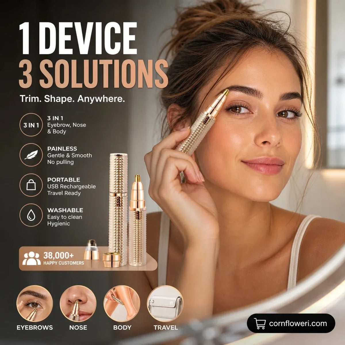 🔥 HOT SALE 🔥✂️ 2026 Sale — Over 38,000 Sold!🔥 Portable Electric Eyebrow Trimmer – Interchangeable Heads 🪒