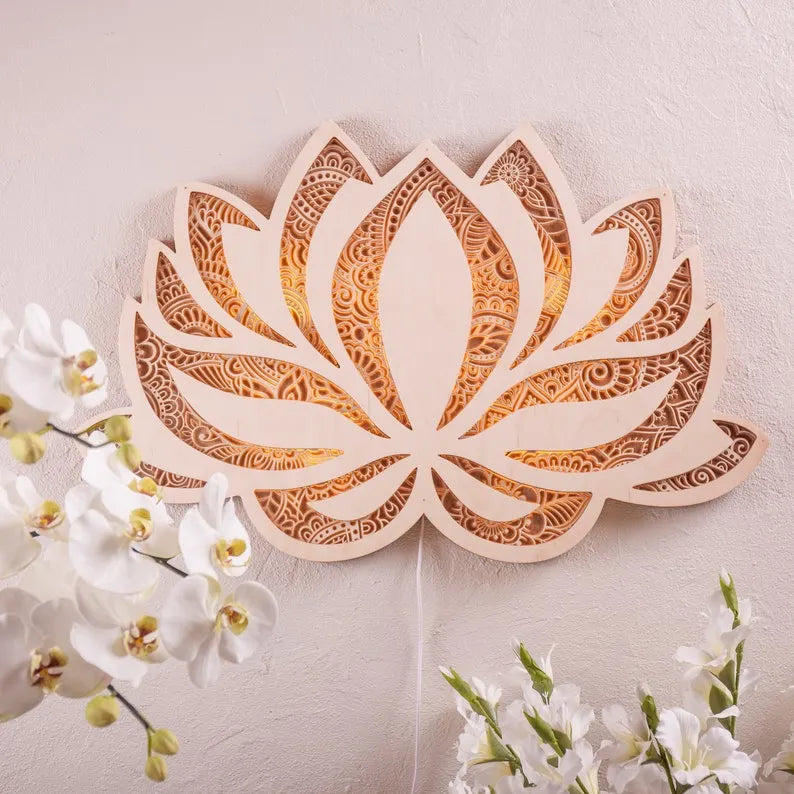 Lotus flower Mandala Yoga Room Art-RainbowArt