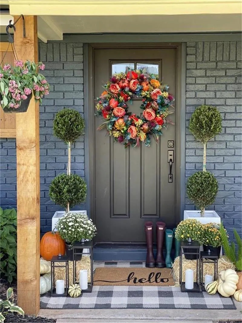 🔥HOT SALE🔥💖Last Day 49% OFF💖Fall Peony And Pumpkin Wreath - Year Round Wreath--🔥BUY 2 FREE SHIPPING