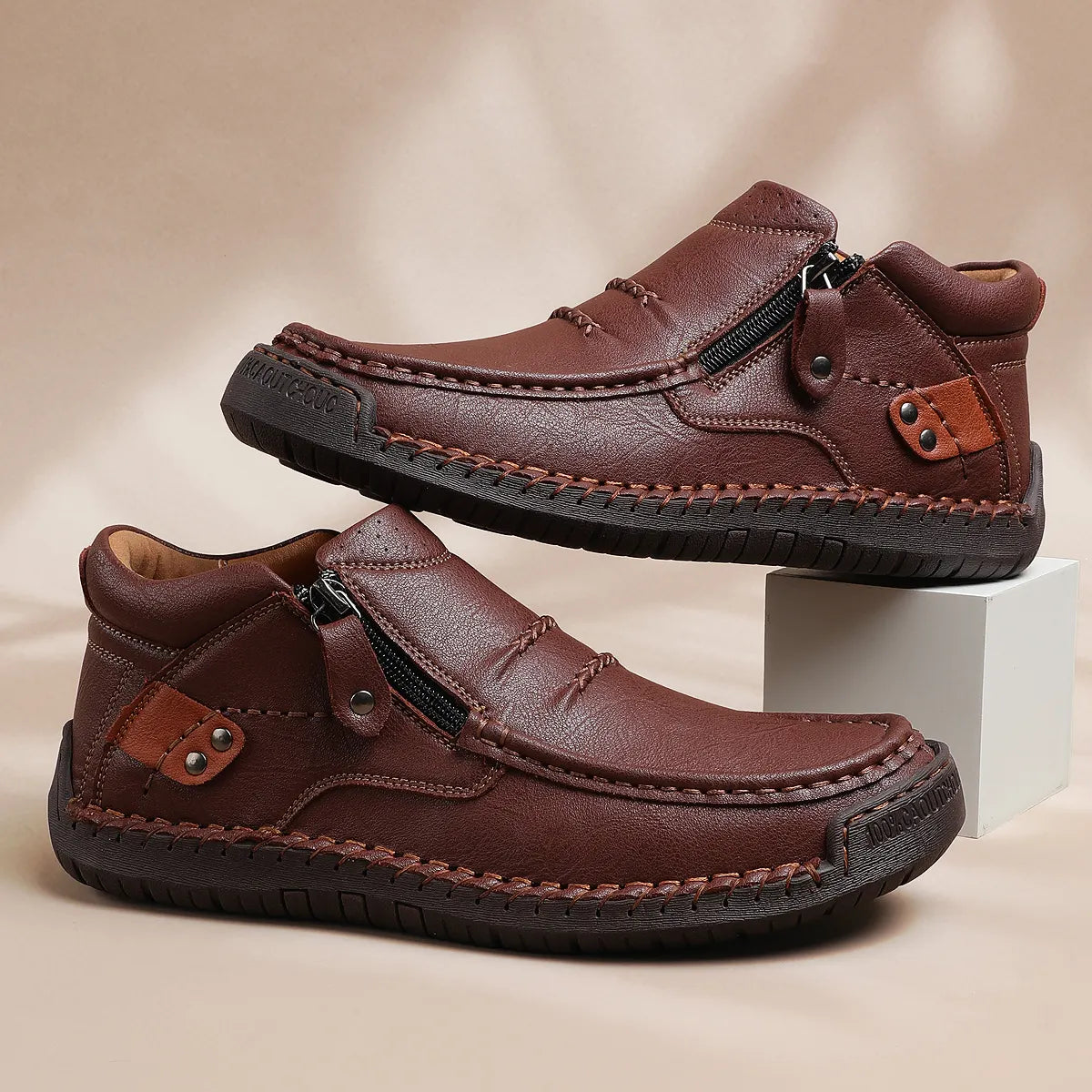 Men’s Handmade Premium Leather Slip-On Driving Boots