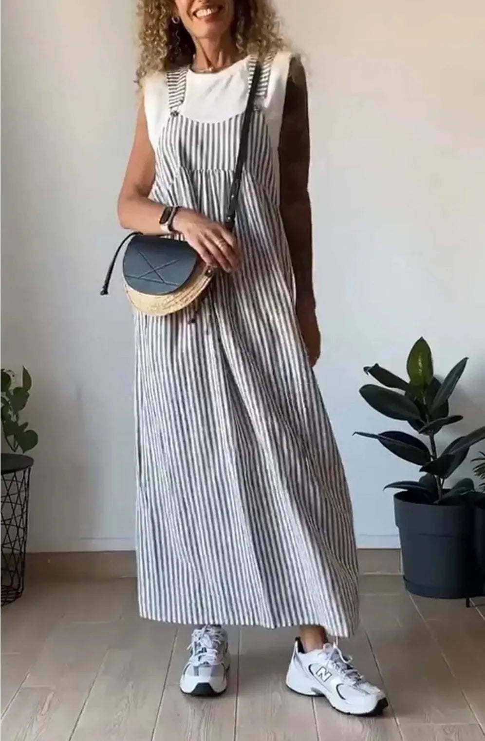 Casual striped suspender dress(buy 2 free shipping)