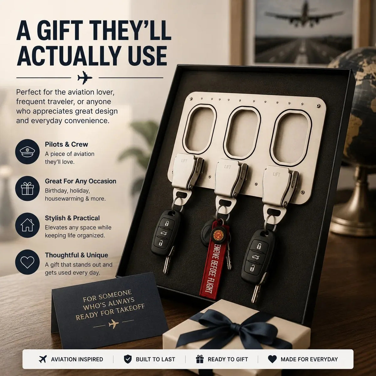 🔥HOT SALE🔥✈️ Aviation Style Key Holder – Buckle-Inspired Wall Mounted Key Organizer for Entryway & Home
