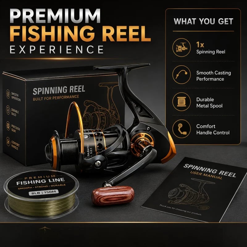 🎉CNC Alloy Spinning Reel – Smooth Cast, Interchangeable Handle