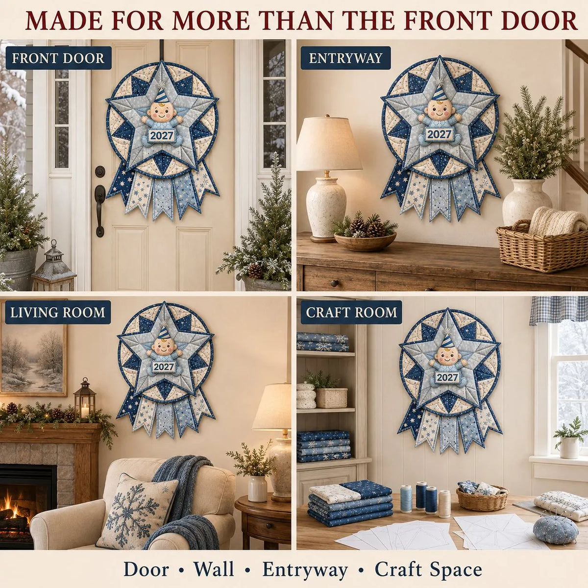 🎉 Beginner-Friendly 12-Month Themed 3D Quilted Door Hanger Sewing Kit Collection | Complete Kit with Coordinated Fabrics, Sewing Materials & Step-by-Step Guide Included 💕