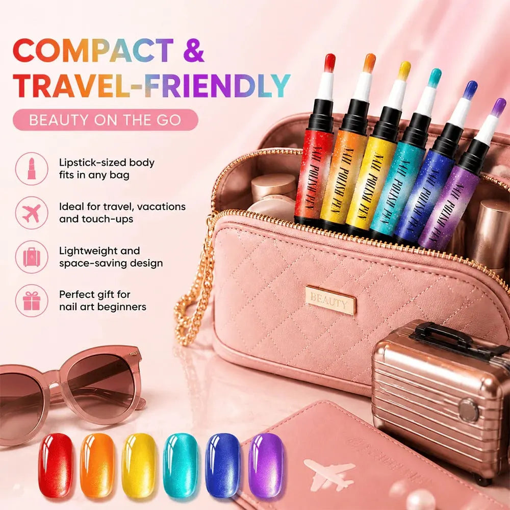 🎉💅 6PCS One-Step Gel Nail Art Pen Set – Salon Beauty at Home