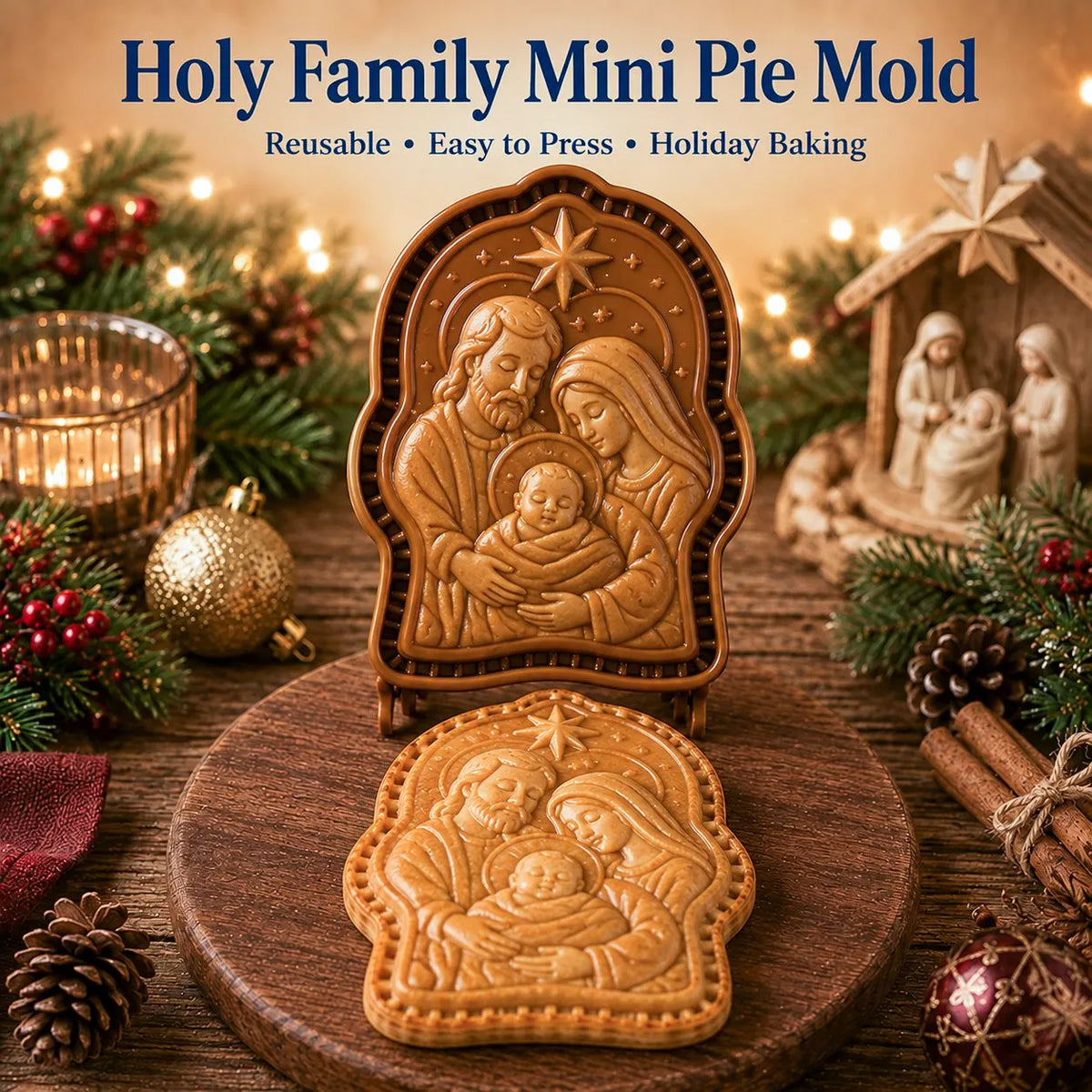 🔥Last Day 50% OFF - ✝️🥧 Faith & Nativity Christmas Mini Pie Mold Collection