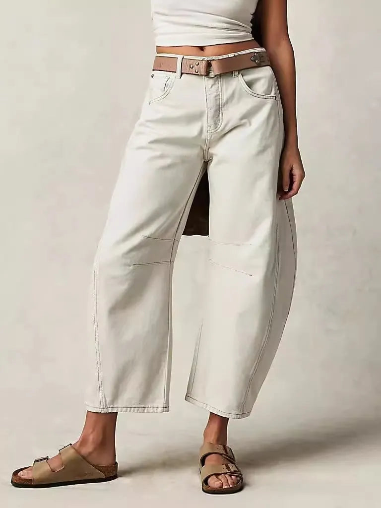 Women's Fashion Mid-Rise Barrel Jeans