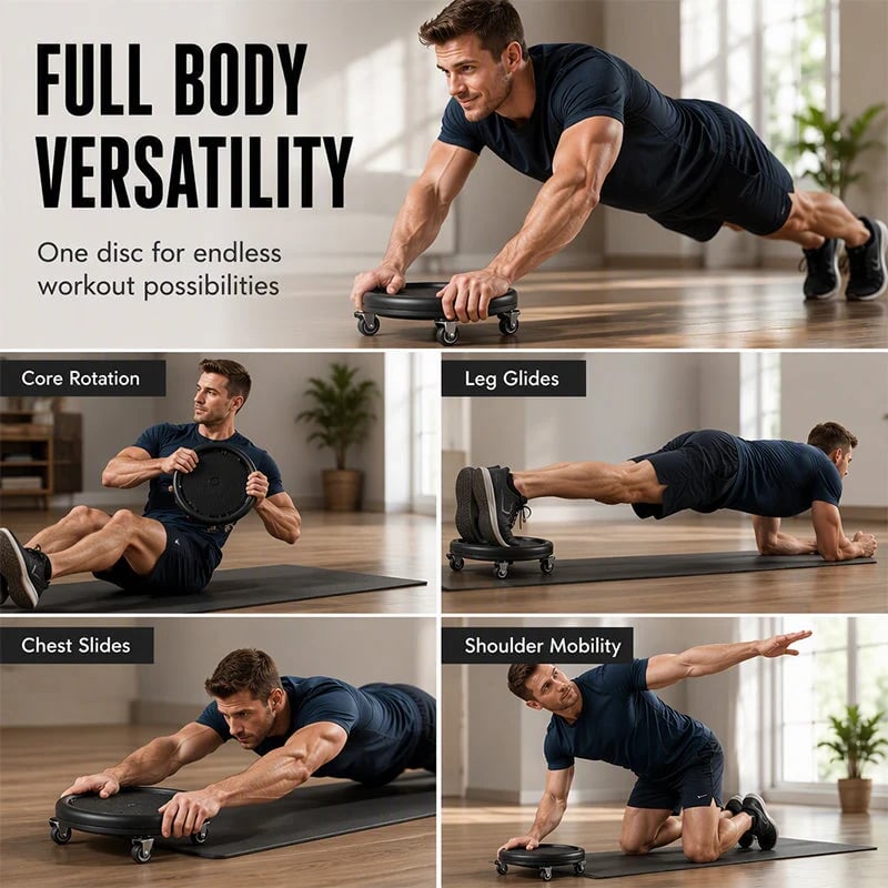 🎉Abdominal Roller Wheel Disc with Knee Mat – Stable 💪