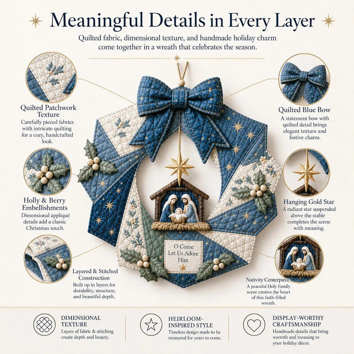 🔥LAST DAY 50% OFF - 🎄Christmas Fabric Wreath DIY Kit – A Keepsake You’ll Hang with Pride Year After Year💫