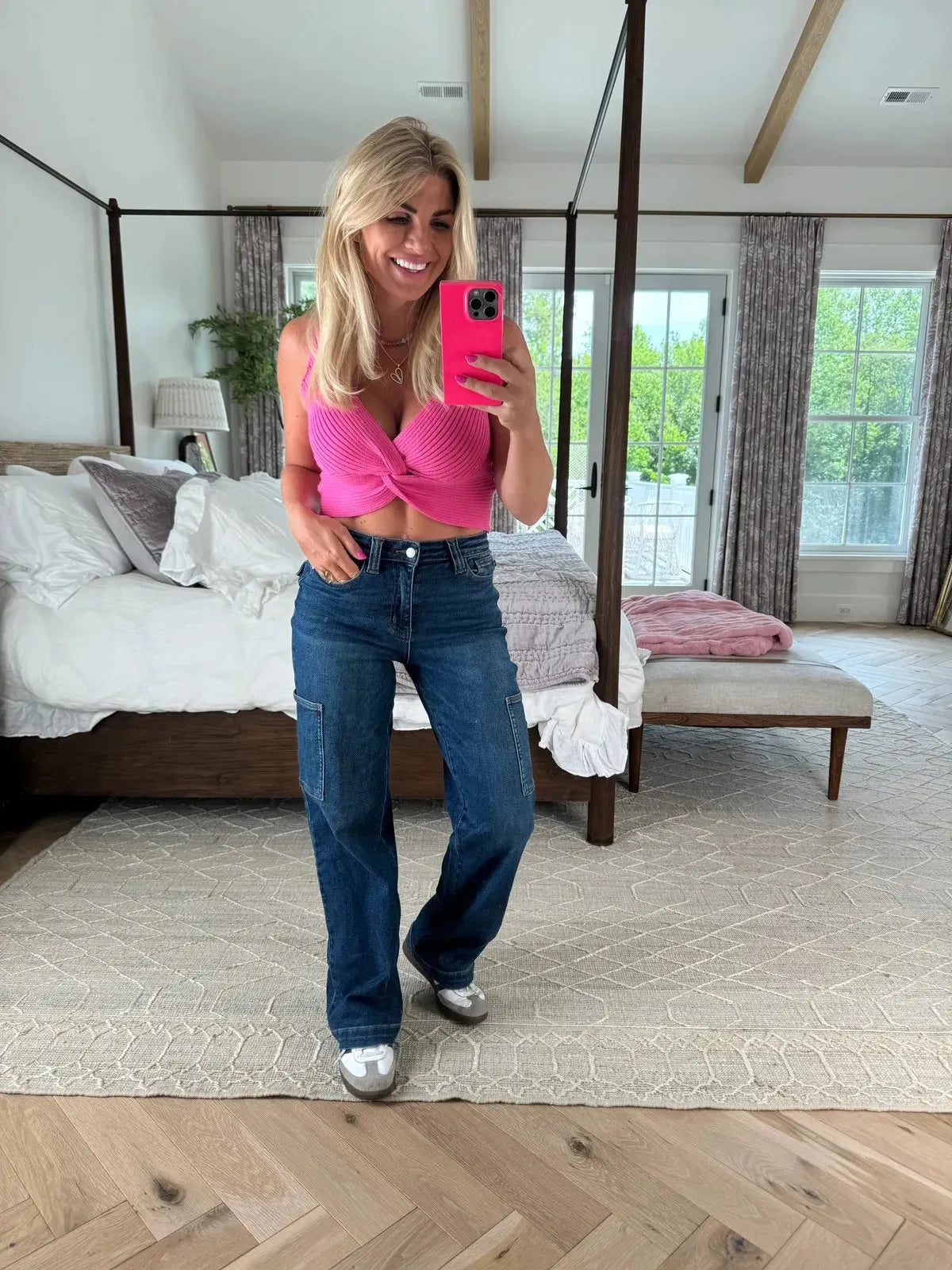 Tummy Control High Rise Cargo Wide Leg Jeans (Buy 2 Free Shipping)