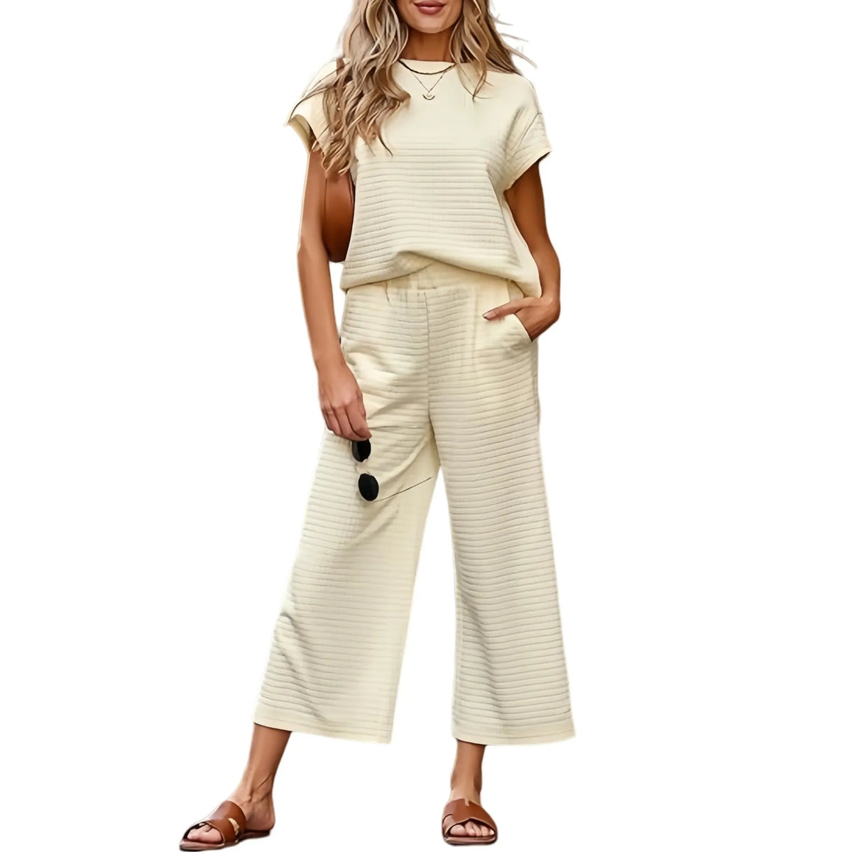 Women's Casual Textured Tops and Wide Leg Pants Lounge Sets (Buy 2 Free Shipping)