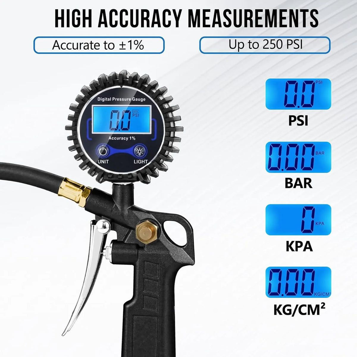🎉🛠️🚗 High Precision Digital Tire Inflator Pressure Gauge | 3-in-1 Inflate Deflate Check Tire Tool