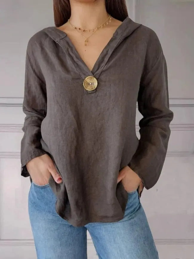 V-neck Single Button Tailcoat Hooded Sweatshirt (Buy 2 Free Shipping)