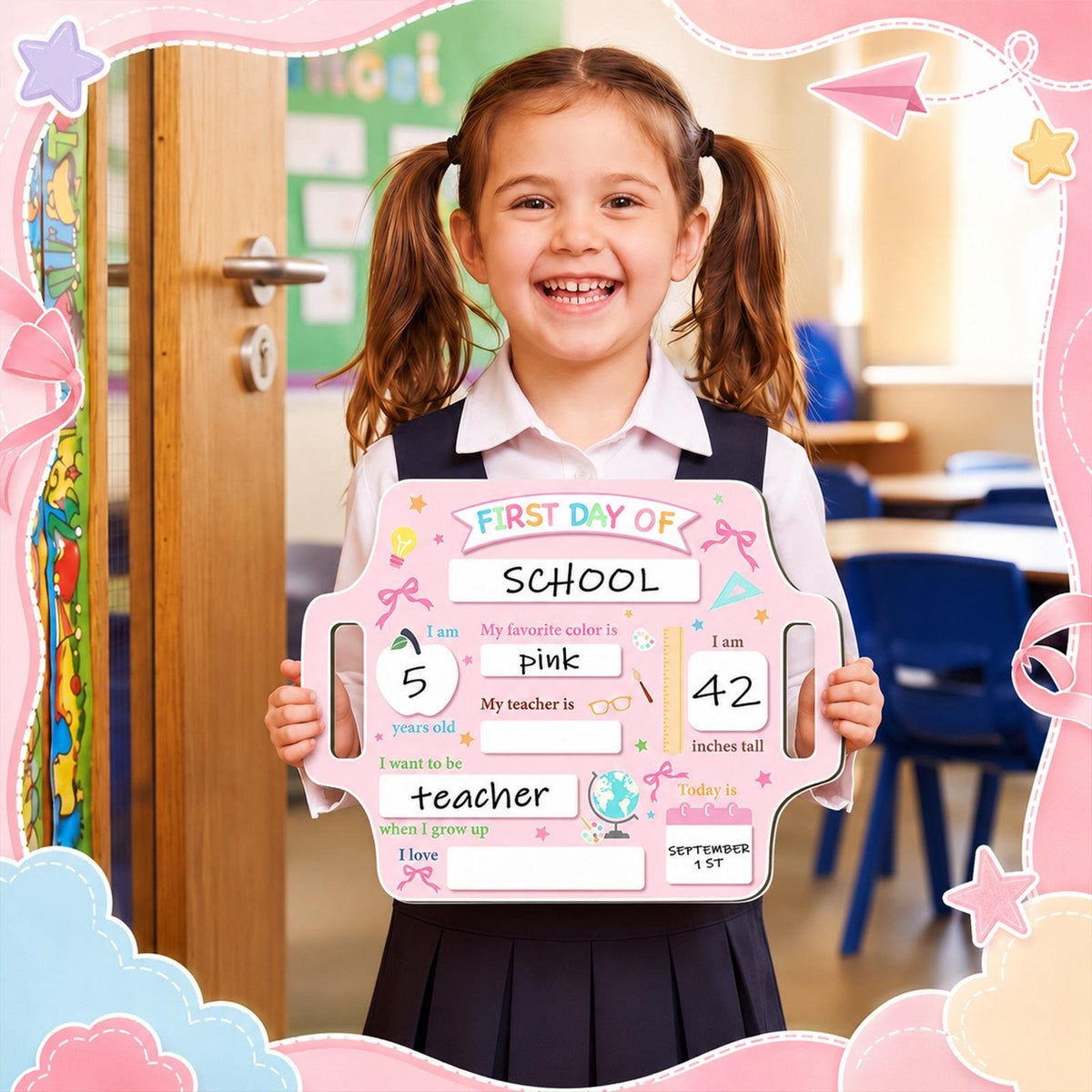 🔥Last Day 49% OFF - 🧑‍🏫✨Reusable First & Last Day of School Chalkboard Sign – Capture Every Milestone Memory