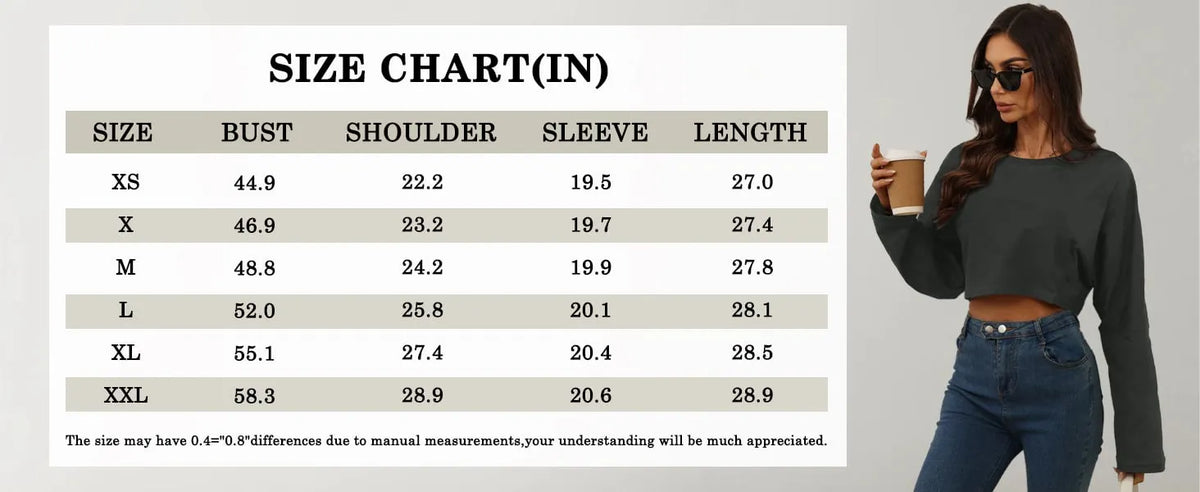 Women Long Sleeve Cropped Sweatshirt Oversized Crew Neck Workout Tops