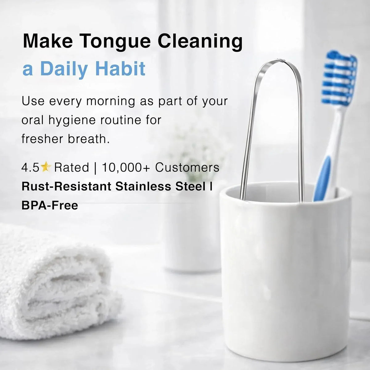 🦷✨ Stainless Steel Tongue Scraper (2 Pack)